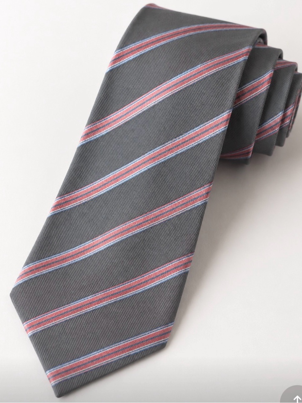 * Brooks Brothers Gray Pink Blue Striped Silk Cotton Tie Made in USA